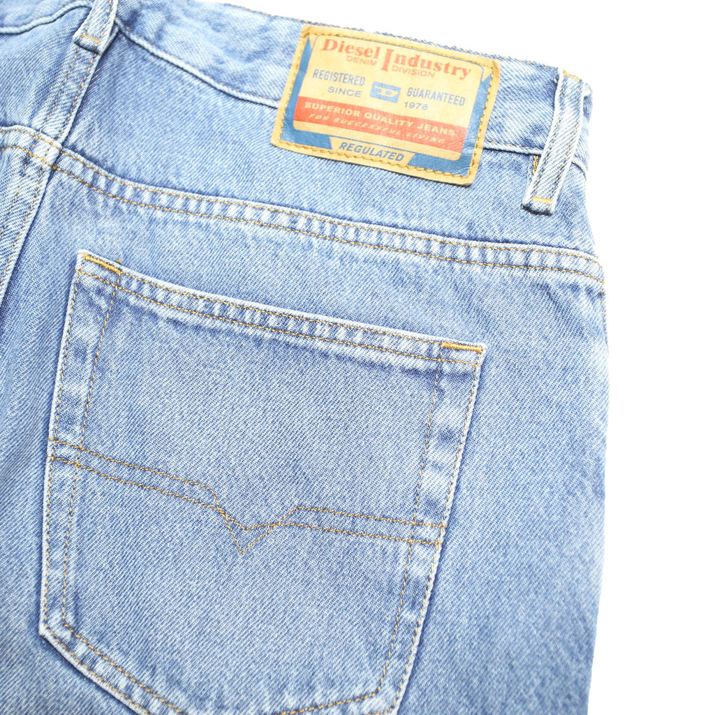 DIESEL Womens Relaxed Blue Cotton Denim W30 L26 Zip Jeans Straight Leg