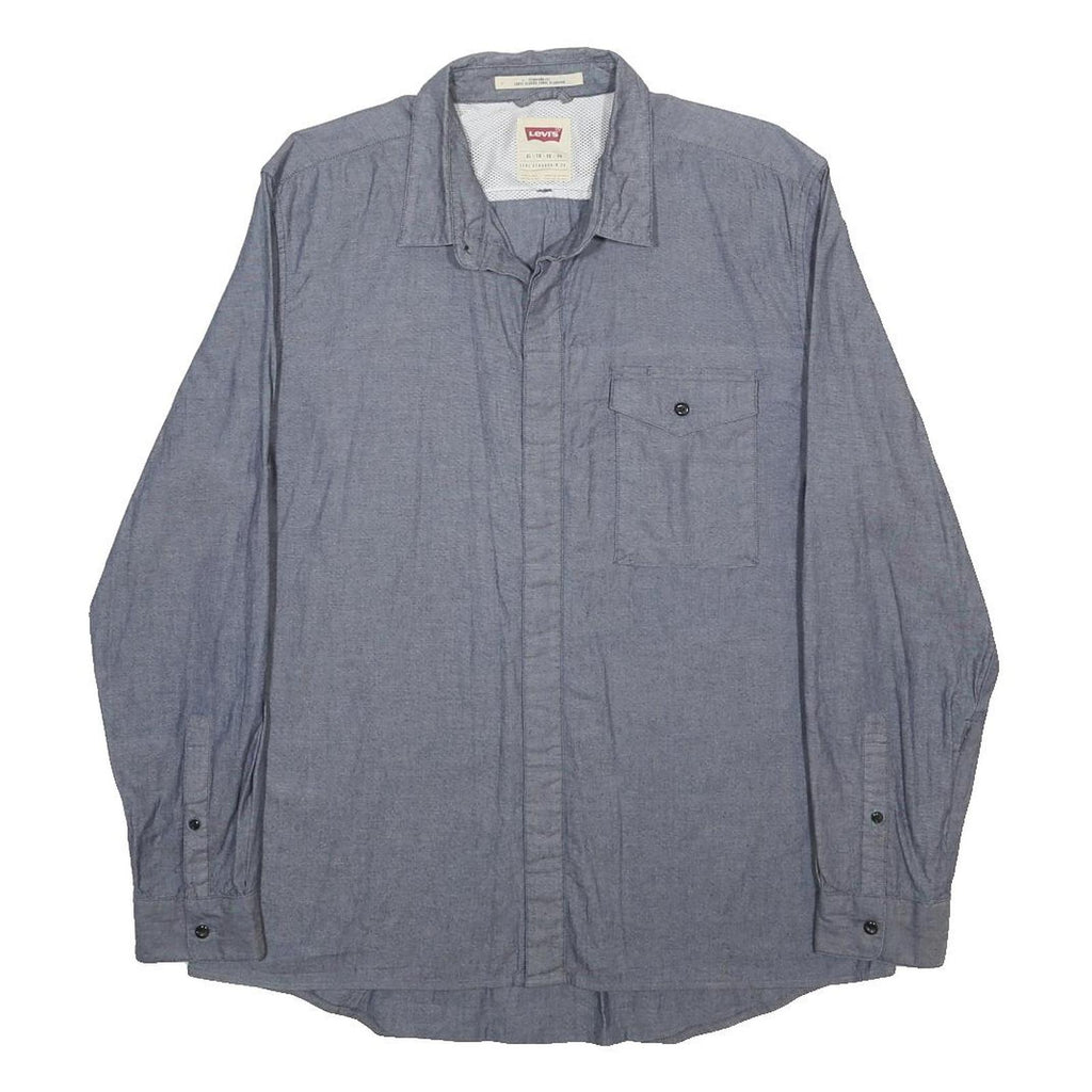 LEVI'S Mens Blue Plain Shirt XL Cotton Button Long Sleeve Casual Classic