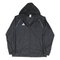 ADIDAS Mens Black Zip Hooded Sports Jacket XL Polyester Plain Lightweight