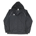 ADIDAS Mens Black Zip Hooded Sports Jacket XL Polyester Plain Lightweight