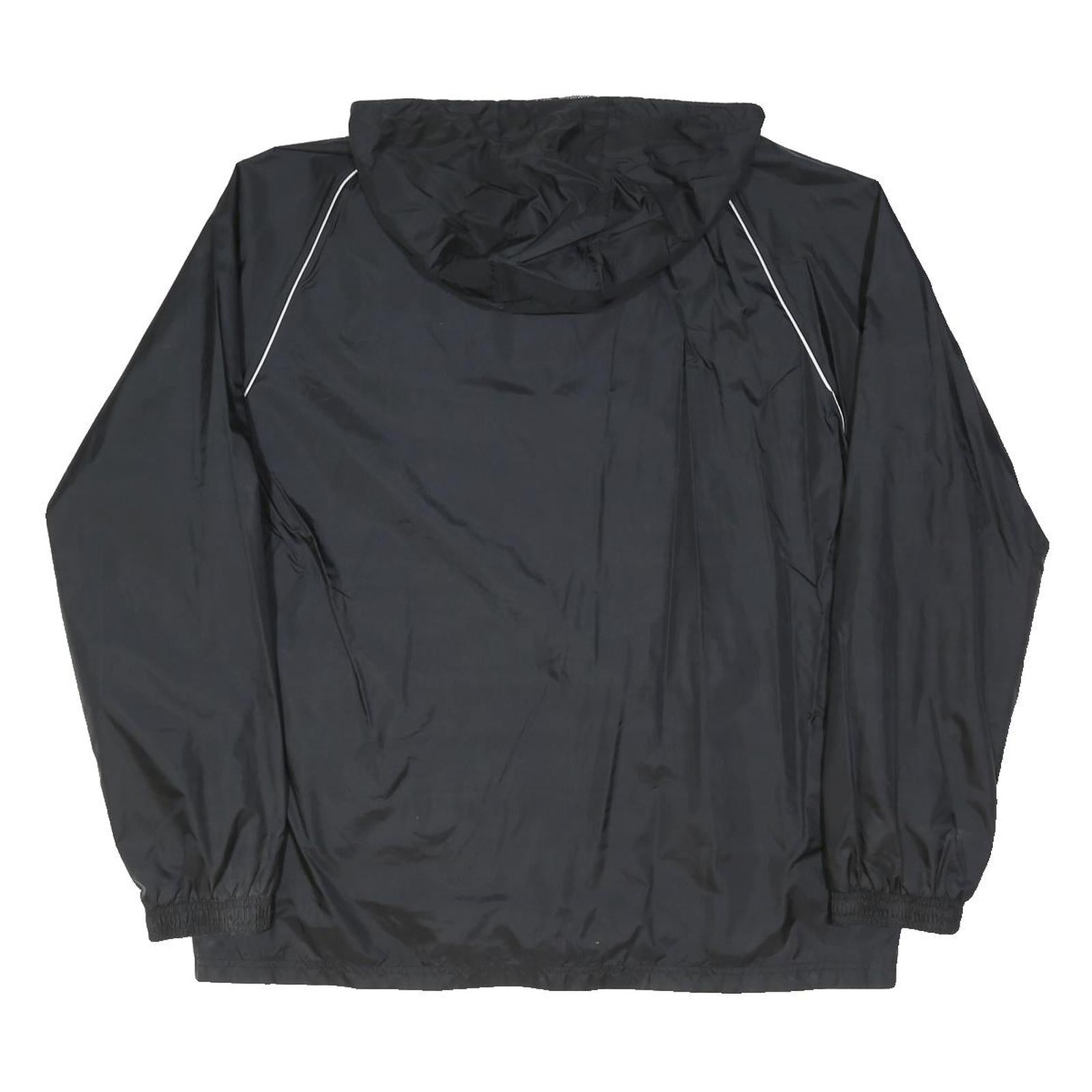 ADIDAS Mens Black Zip Hooded Sports Jacket XL Polyester Plain Lightweight