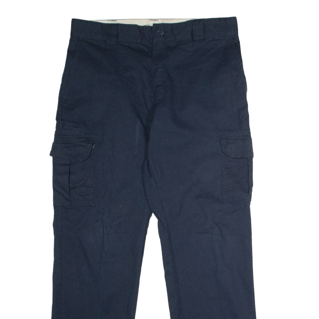 DICKIES Flex Workwear Cargo Mens Trousers Blue Regular Straight W36 L34