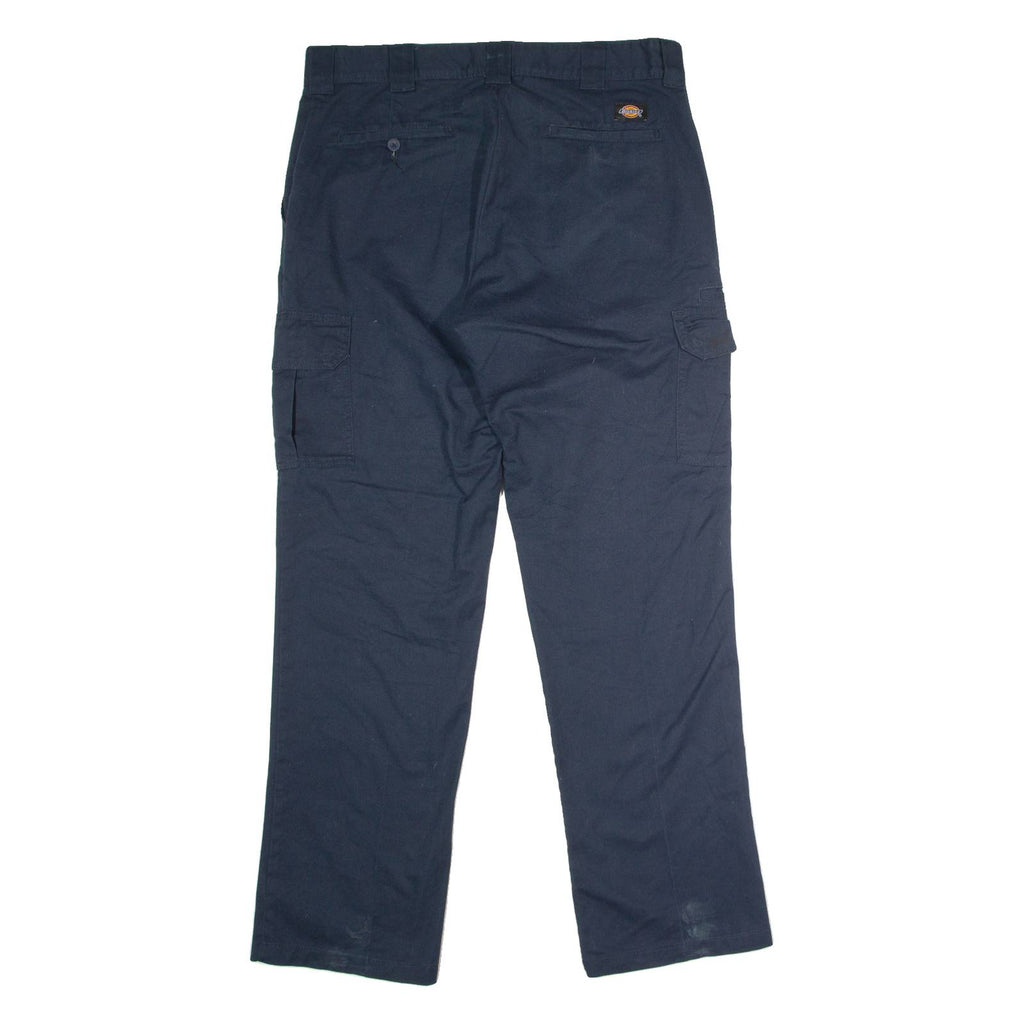 DICKIES Flex Workwear Cargo Mens Trousers Blue Regular Straight W36 L34