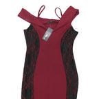 JANE NORMAN Womens Red & Black Lace Bodycon Polyester Blend Midi Dress UK 12