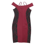 JANE NORMAN Womens Red & Black Lace Bodycon Polyester Blend Midi Dress UK 12