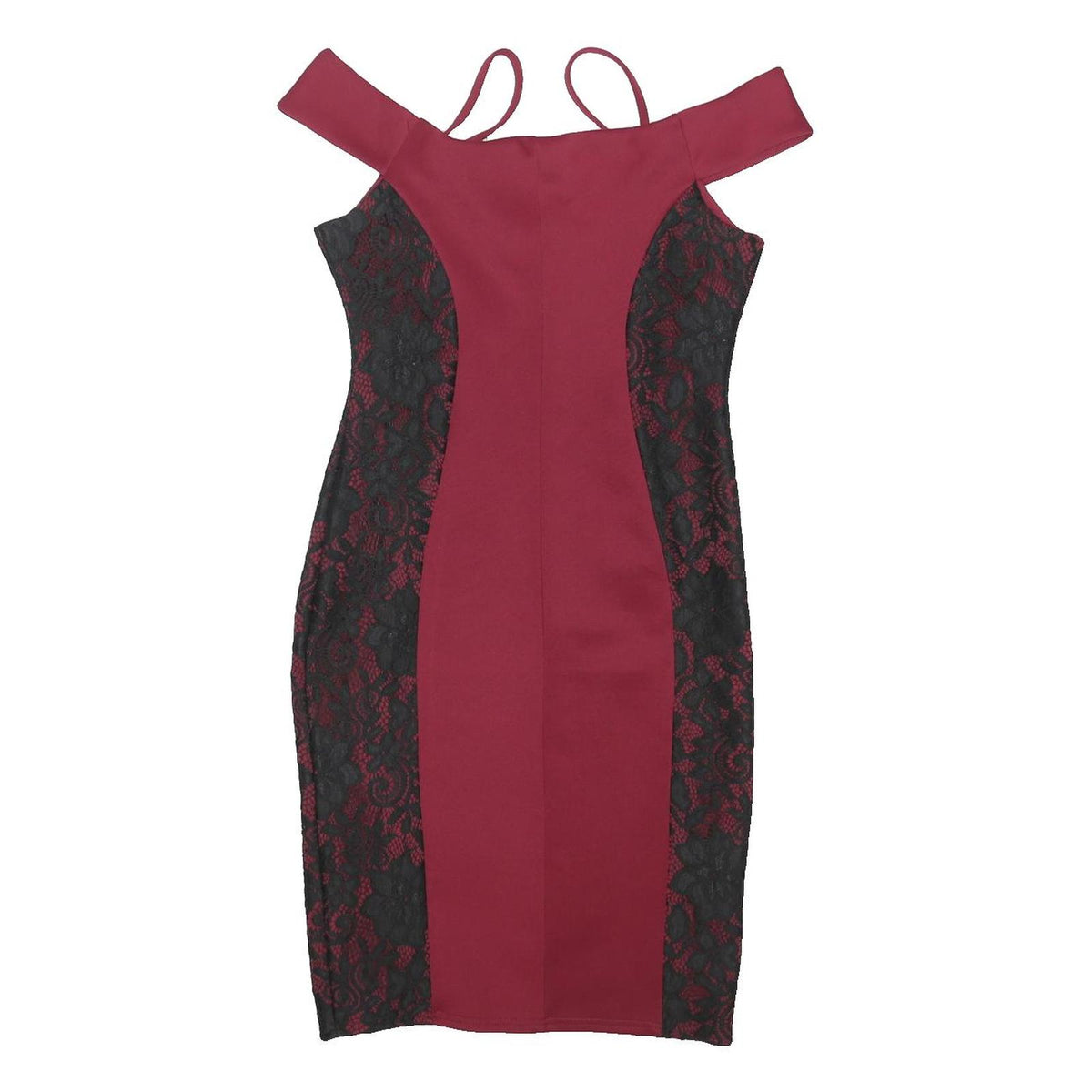 JANE NORMAN Womens Red & Black Lace Bodycon Polyester Blend Midi Dress UK 12