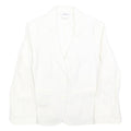 SONIA RYKIEL Womens White Linen Button Jacket S Plain Elegant Classic Tailored