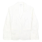 SONIA RYKIEL Womens White Linen Button Jacket S Plain Elegant Classic Tailored