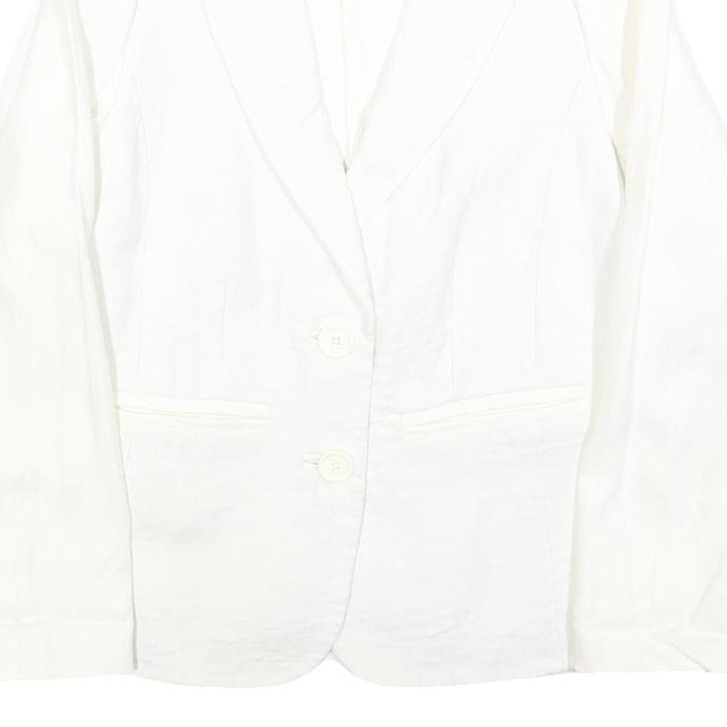 SONIA RYKIEL Womens White Linen Button Jacket S Plain Elegant Classic Tailored