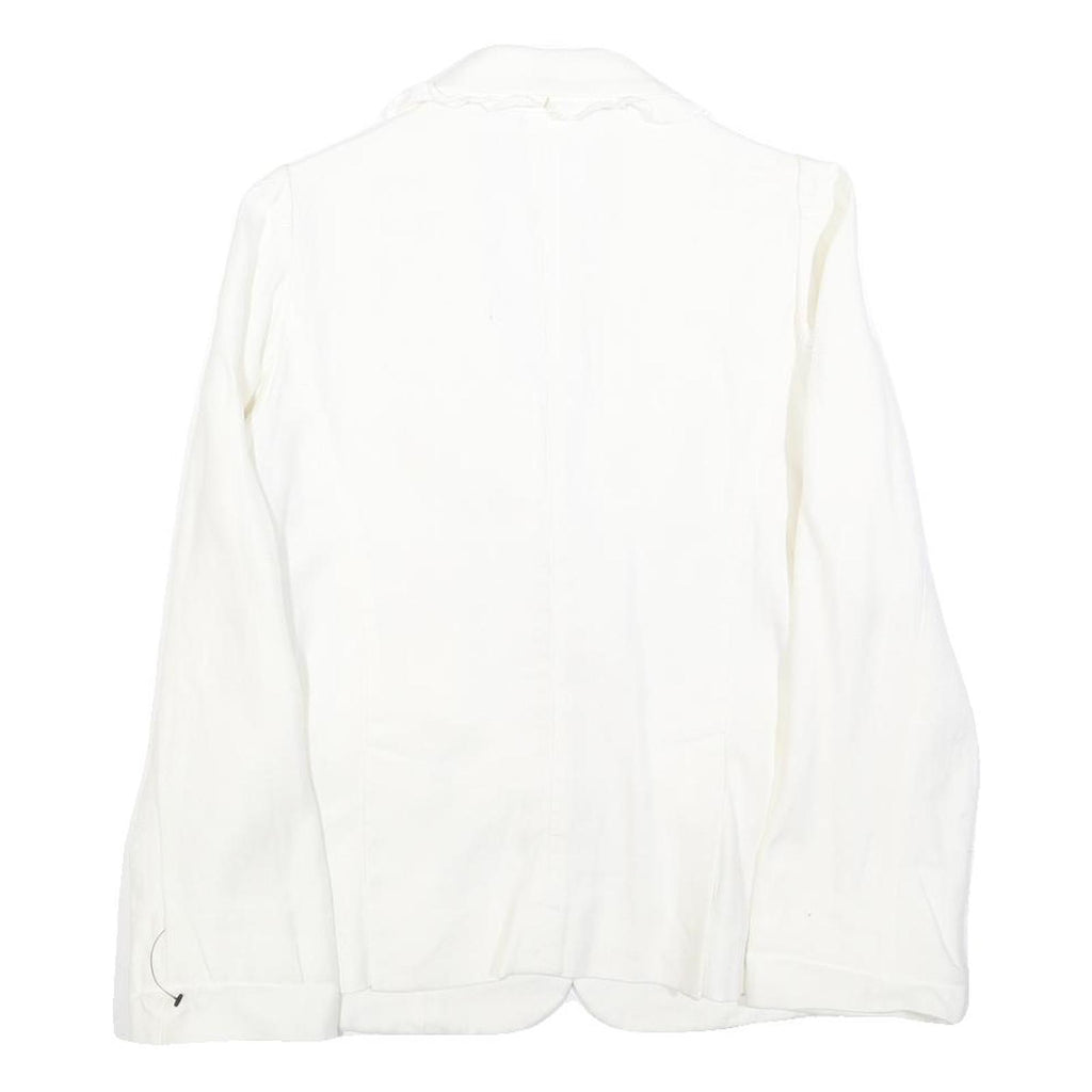 SONIA RYKIEL Womens White Linen Button Jacket S Plain Elegant Classic Tailored