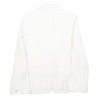 SONIA RYKIEL Womens White Linen Button Jacket S Plain Elegant Classic Tailored