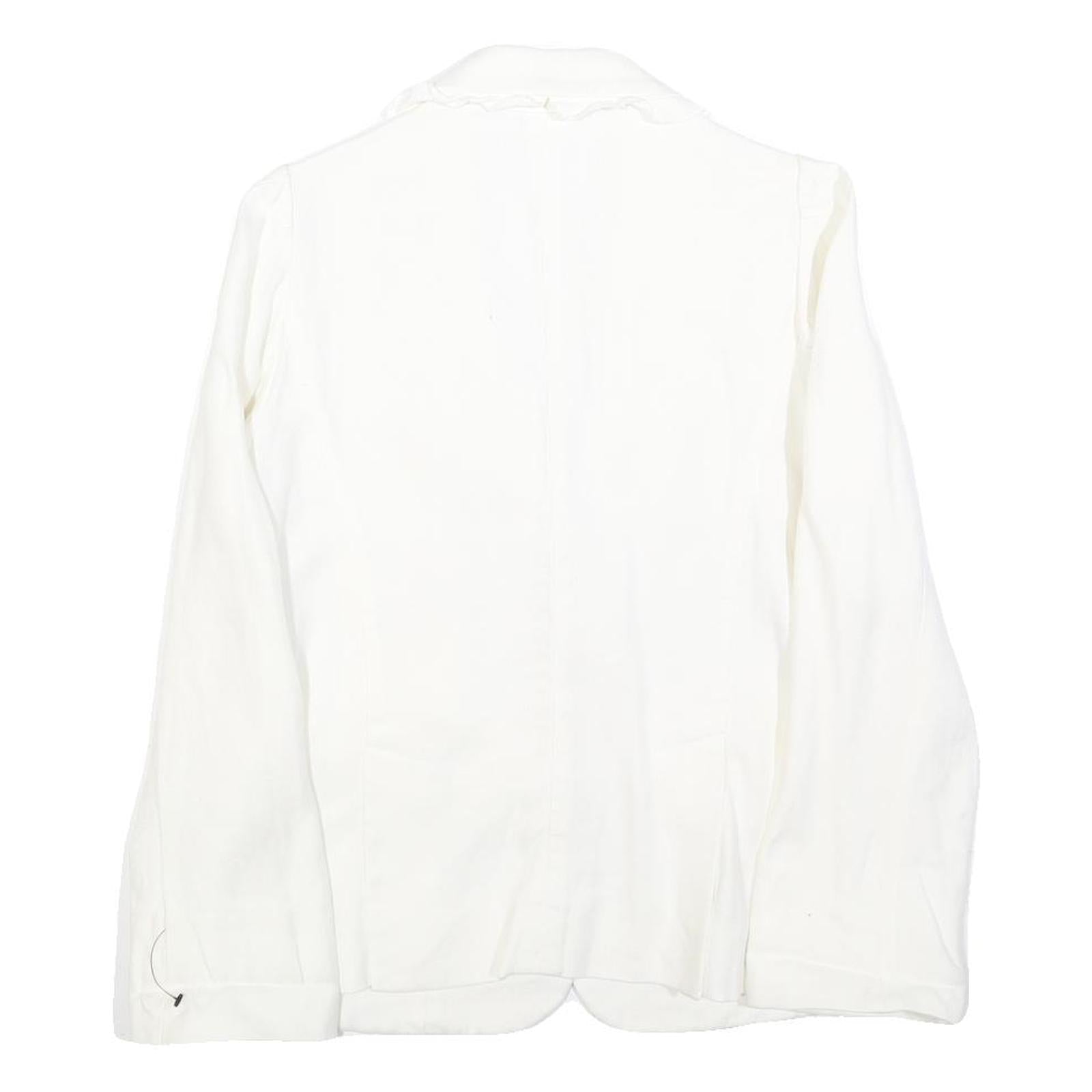 SONIA RYKIEL Womens White Linen Button Jacket S Plain Elegant Classic Tailored