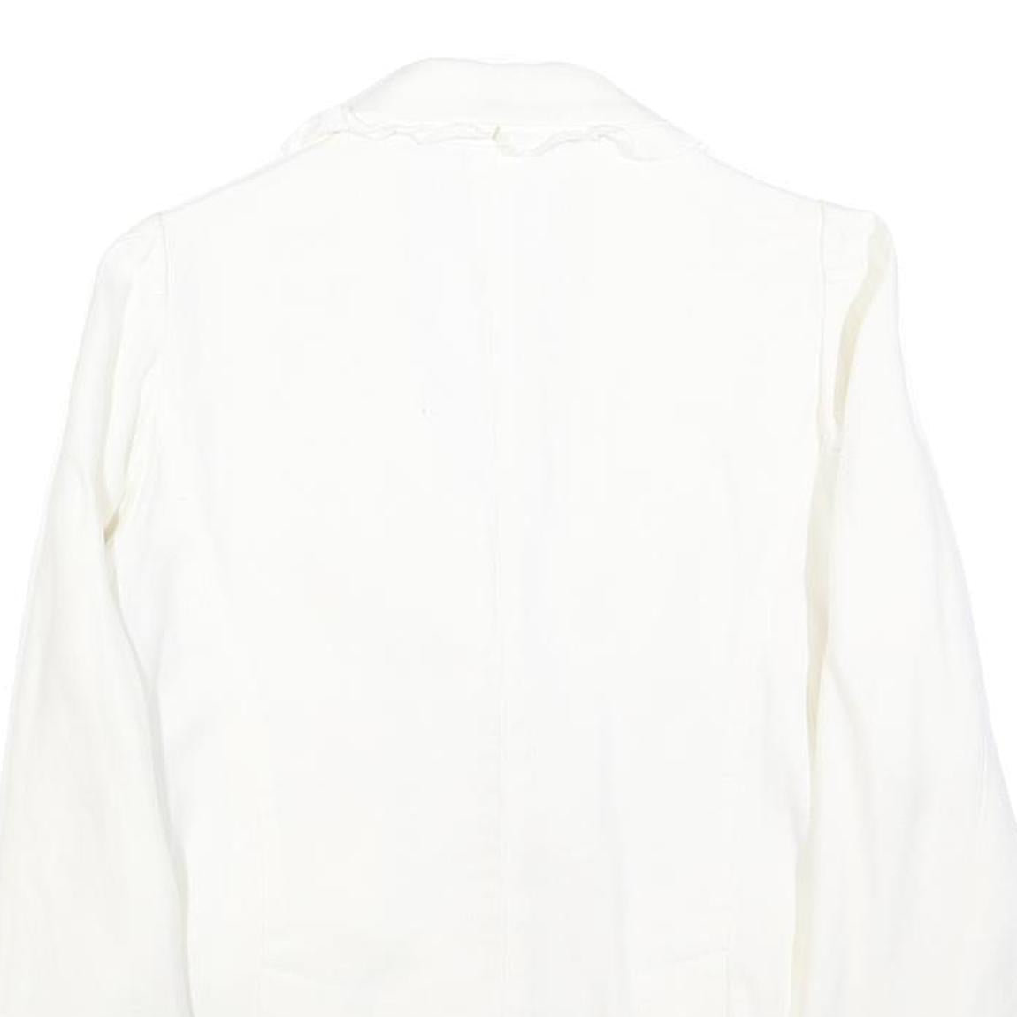 SONIA RYKIEL Womens White Linen Button Jacket S Plain Elegant Classic Tailored