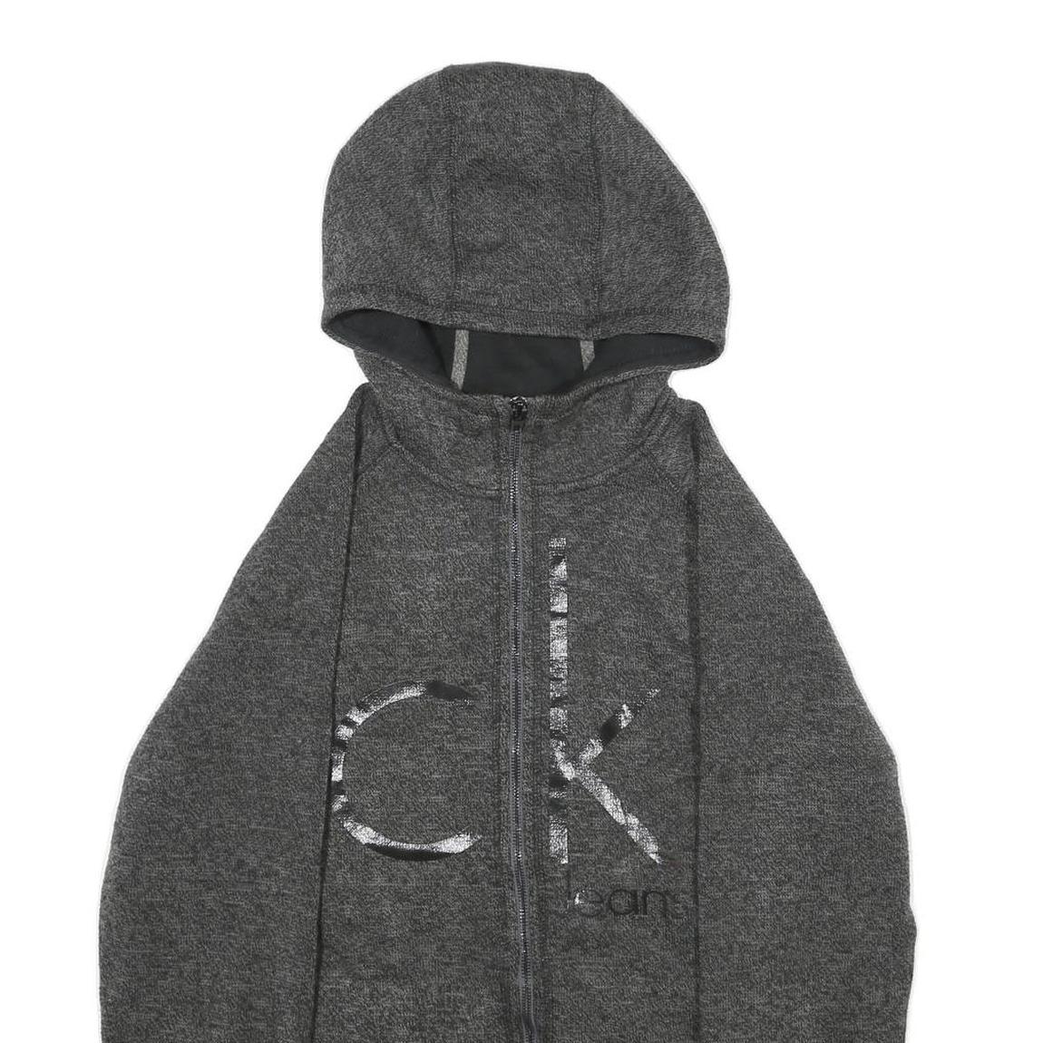 CALVIN KLEIN JEANS Mens Grey Acrylic Blend Zip Hoodie Jacket M Knit Casual