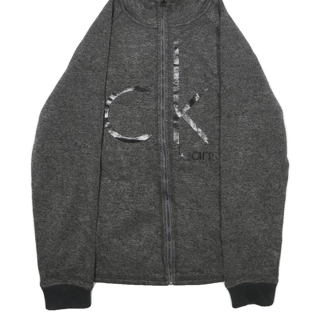 CALVIN KLEIN JEANS Mens Grey Acrylic Blend Zip Hoodie Jacket M Knit Casual