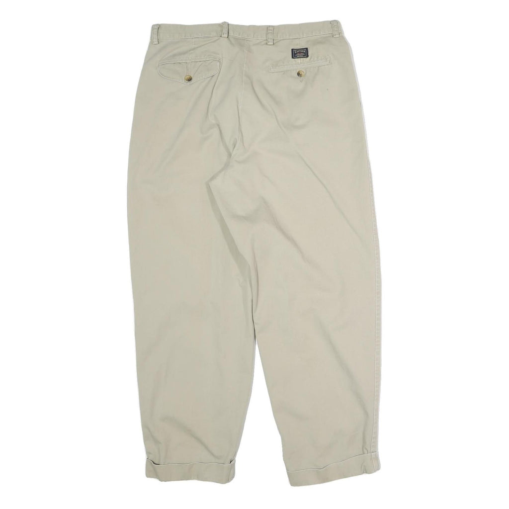 NAUTICA Mens Cotton Blend Beige Relaxed Straight Trousers W32 L28 Classic Fit