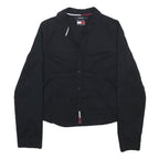 TOMMY JEANS Womens Black Button Shirt Long Sleeve Collared Cotton Blend L