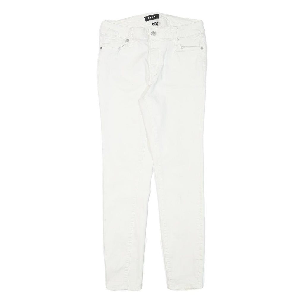 DKNY Womens Jeans White Slim Skinny Denim W27 L27 Zip Cotton Blend Fashion