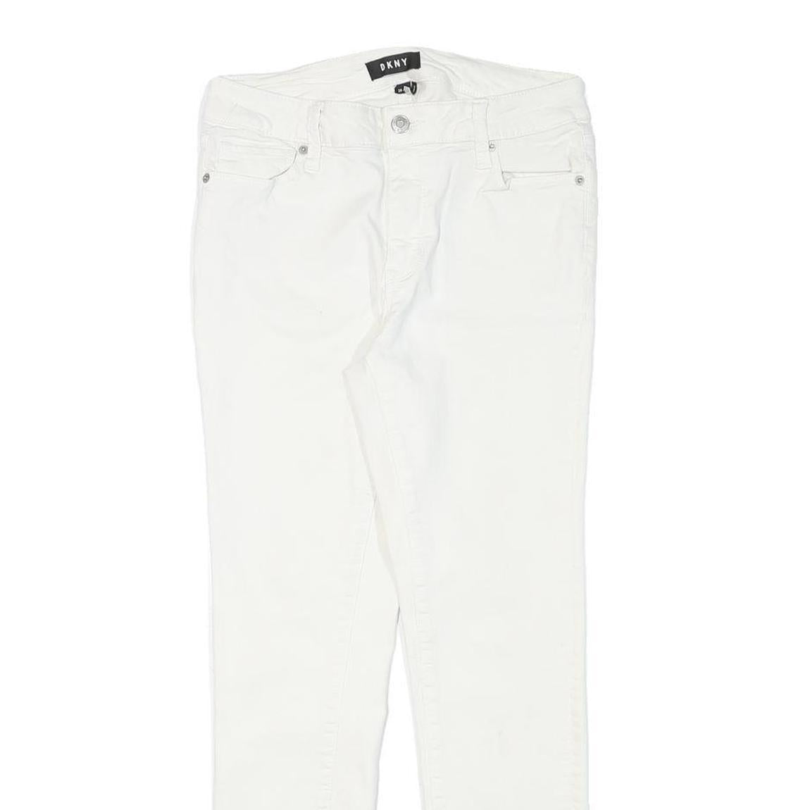 DKNY Womens Jeans White Slim Skinny Denim W27 L27 Zip Cotton Blend Fashion