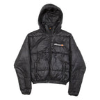ELLESSE Insulated Cropped Womens Puffer Jacket Black Hooded UK 4