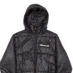 ELLESSE Insulated Cropped Womens Puffer Jacket Black Hooded UK 4