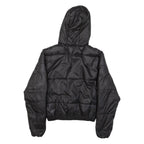 ELLESSE Insulated Cropped Womens Puffer Jacket Black Hooded UK 4