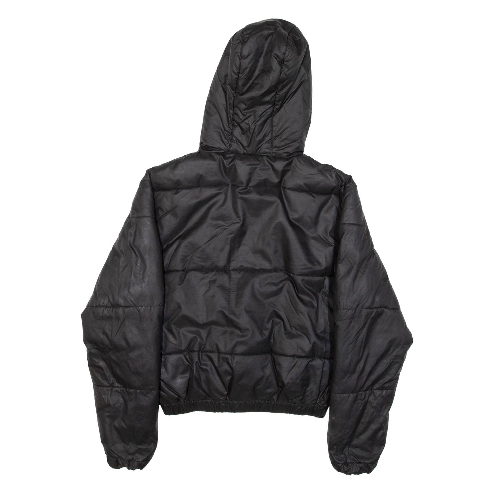 ELLESSE Insulated Cropped Womens Puffer Jacket Black Hooded UK 4
