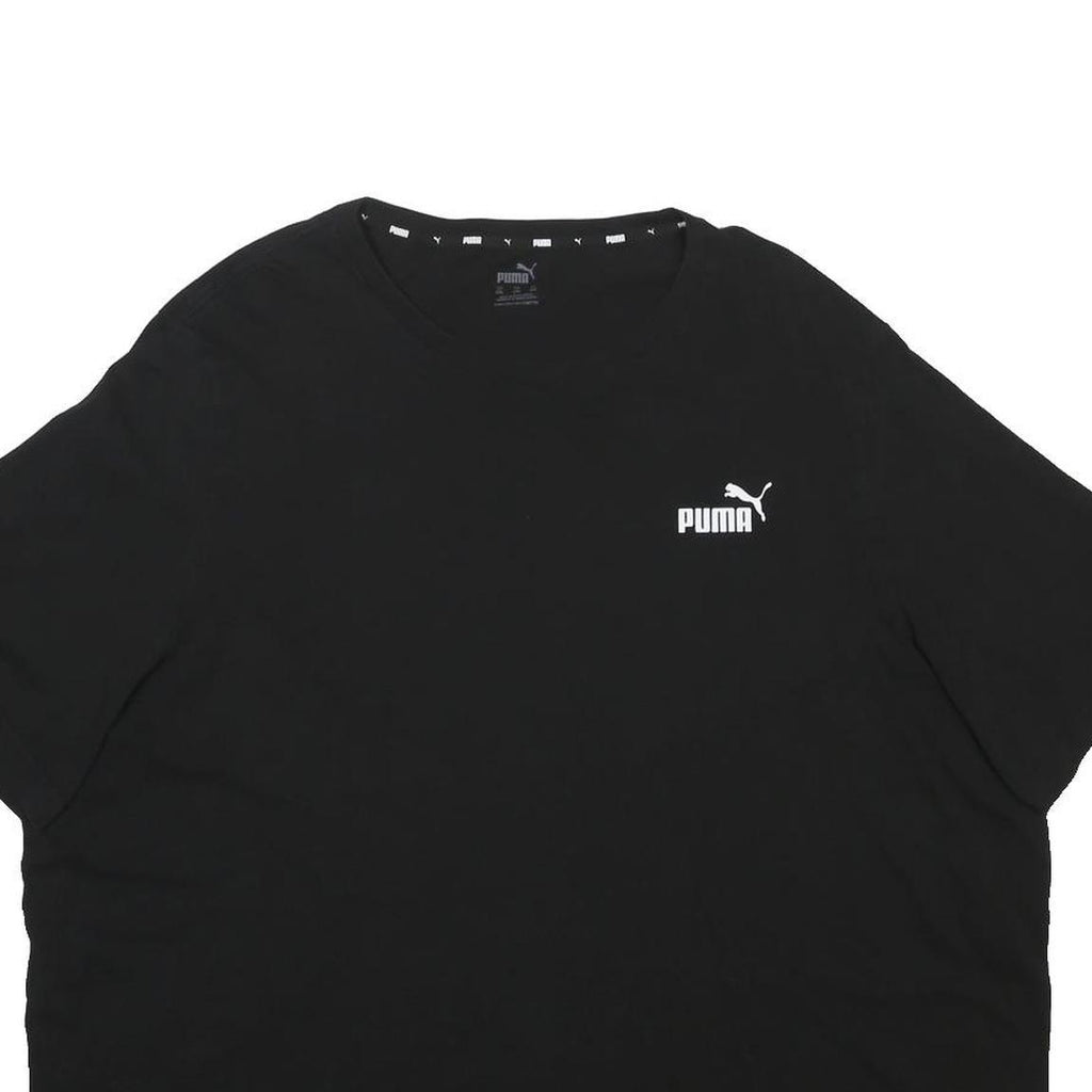 PUMA Mens Black Cotton Blend T-Shirt 4XL Short Sleeve Crew Neck Logo Print