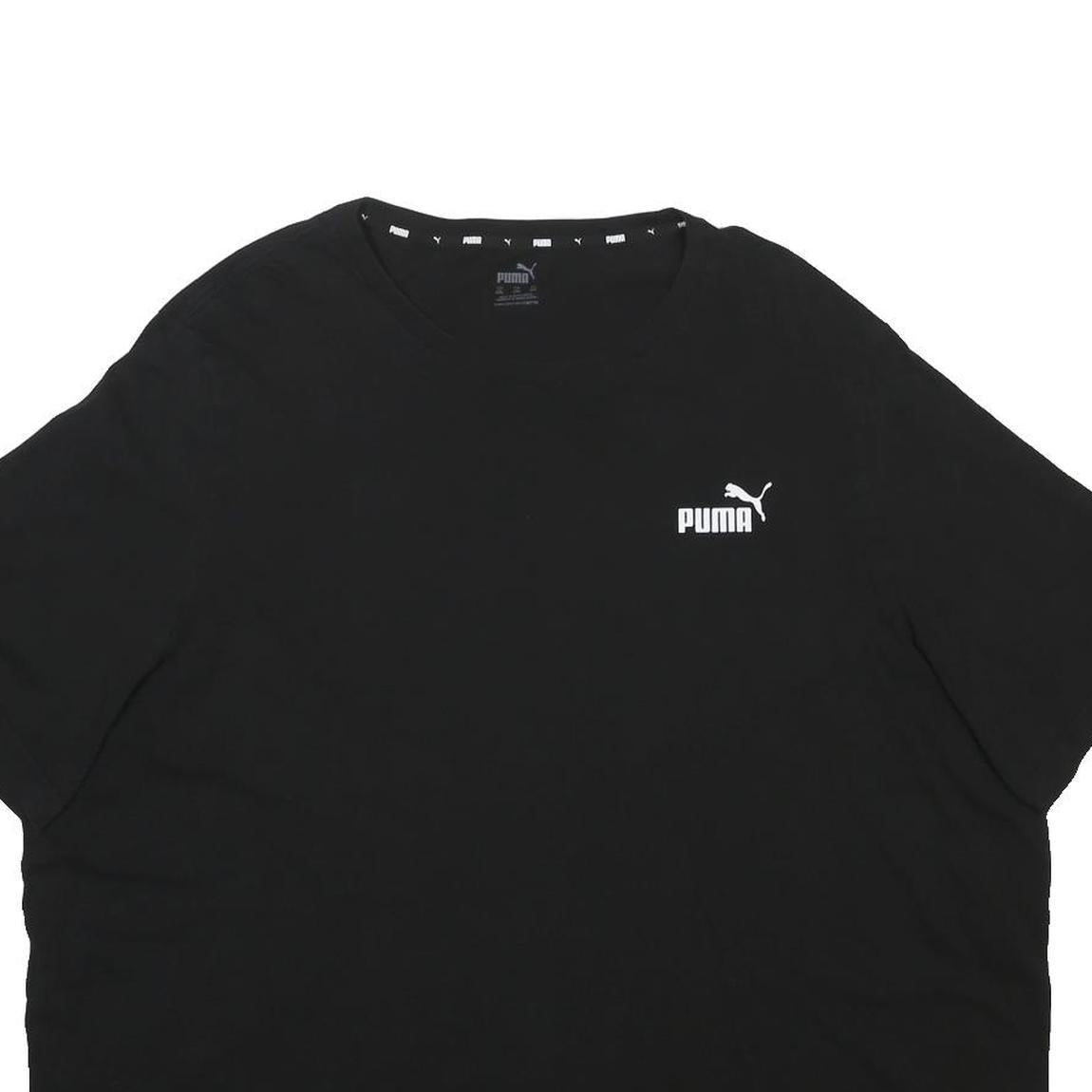 PUMA Mens Black Cotton Blend T-Shirt 4XL Short Sleeve Crew Neck Logo Print