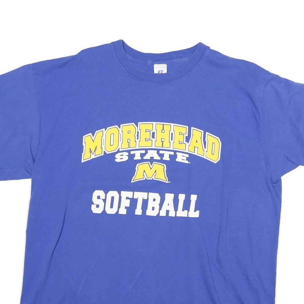 RUSSELL ATHLETIC Mens Blue Morehead State Softball T-Shirt XL Short Sleeve Crew