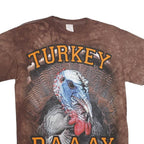 DELTA PRO WEIGHT Mens Brown Tie Dye Turkey Graphic T-Shirt M Short Sleeve Crew