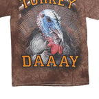 DELTA PRO WEIGHT Mens Brown Tie Dye Turkey Graphic T-Shirt M Short Sleeve Crew