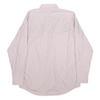 LACOSTE Mens White & Pink Stripe Shirt L Cotton Long Sleeve Button Down Collar