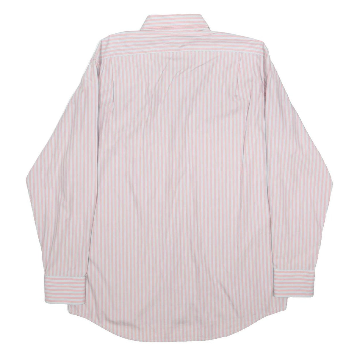LACOSTE Mens White & Pink Stripe Shirt L Cotton Long Sleeve Button Down Collar