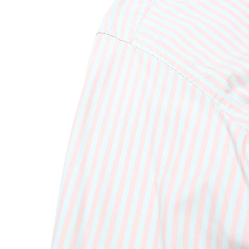 LACOSTE Mens White & Pink Stripe Shirt L Cotton Long Sleeve Button Down Collar
