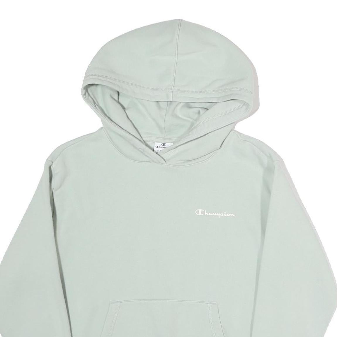 CHAMPION Womens Pale Green Hoodie XS Soft Cotton Blend Pullover Casual