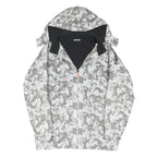 NIKE Mens White Grey Pixel Camo Outdoor Jacket XL Polyester Blend Zip Hooded