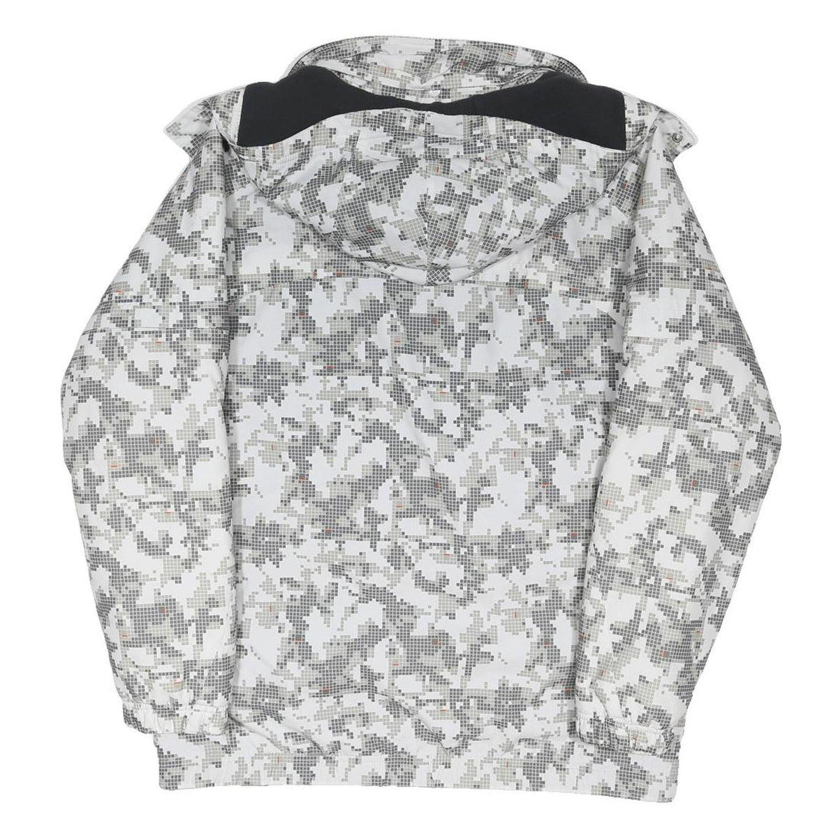 NIKE Mens White Grey Pixel Camo Outdoor Jacket XL Polyester Blend Zip Hooded