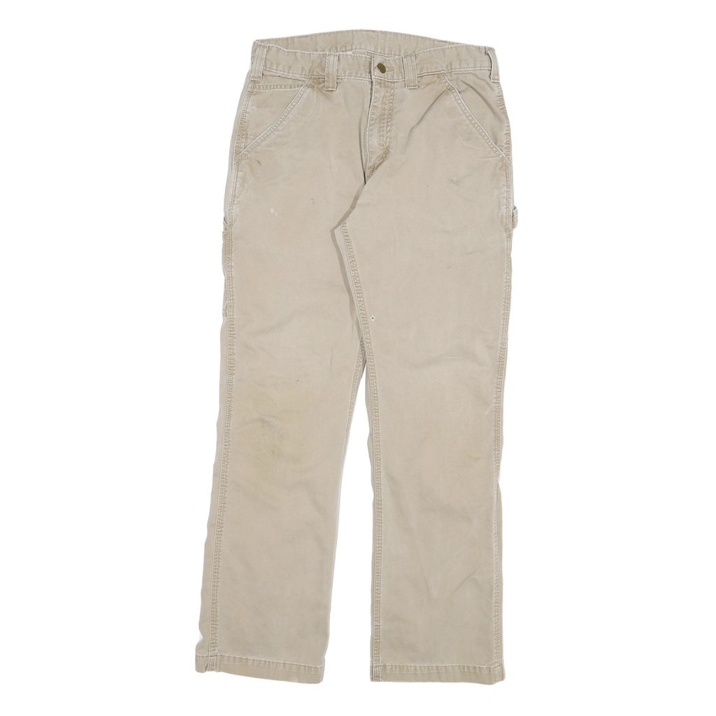 CARHARTT Mens Jeans Beige Relaxed Straight Denim Medium W30 L29 Workwear Durable