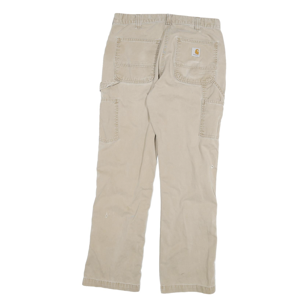 CARHARTT Mens Jeans Beige Relaxed Straight Denim Medium W30 L29 Workwear Durable