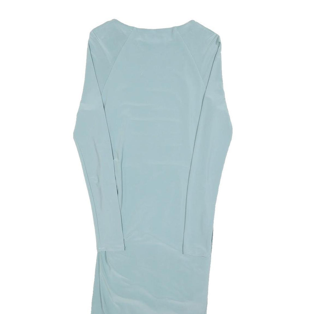 HOUSE OF CB Womens Blue Asymmetric Midi Dress Polyester Blend Long Sleeve XS