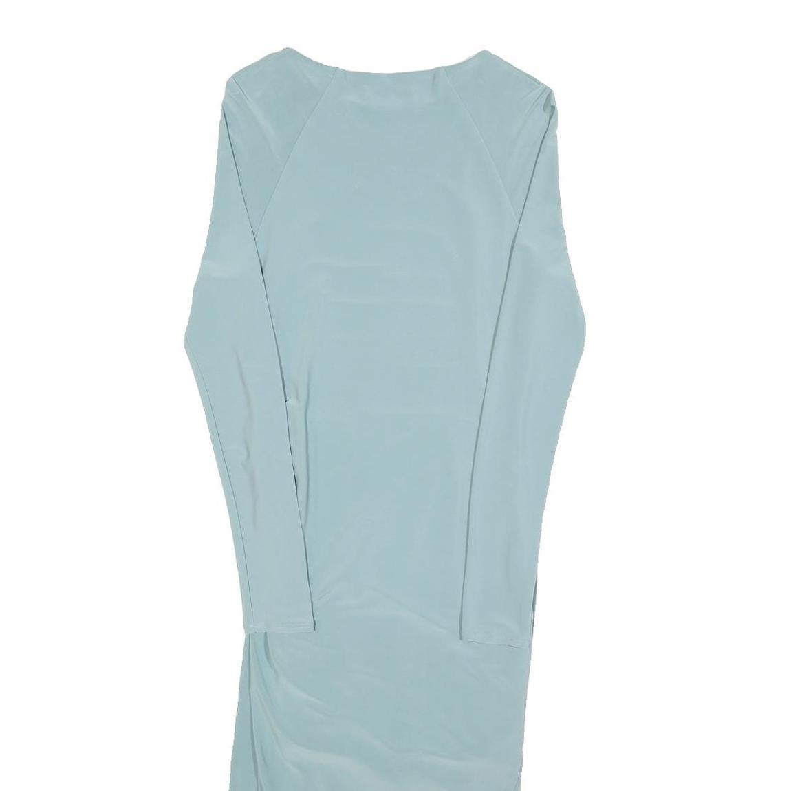 HOUSE OF CB Womens Blue Asymmetric Midi Dress Polyester Blend Long Sleeve XS