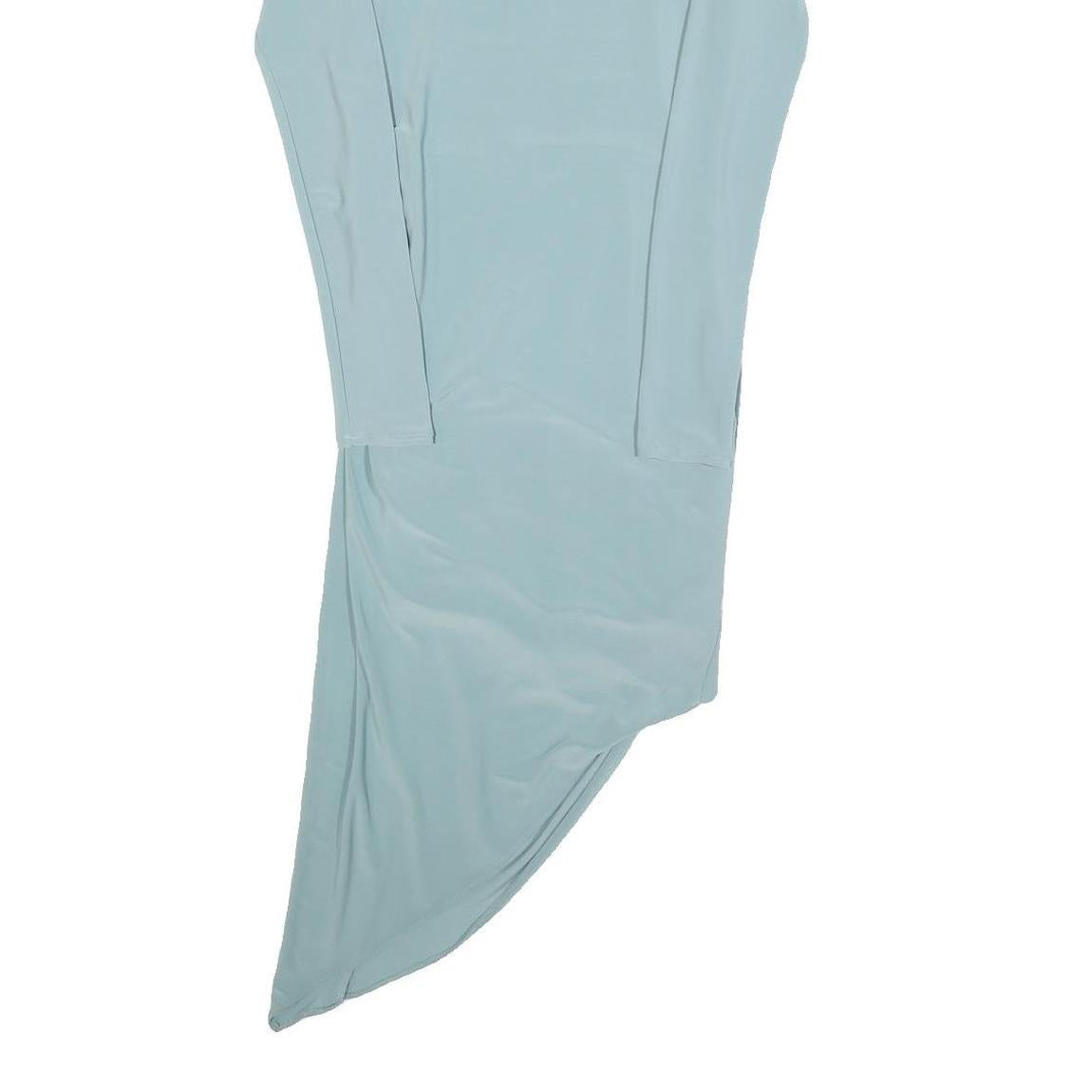 HOUSE OF CB Womens Blue Asymmetric Midi Dress Polyester Blend Long Sleeve XS