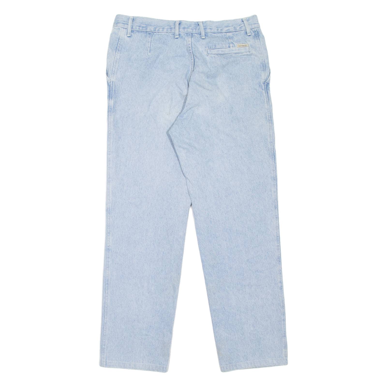 COTTON ART Womens Jeans Blue Relaxed Tapered 90s Stone Wash W34 L29