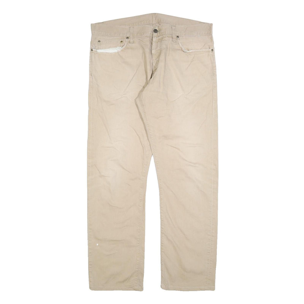 CARHARTT Mens Relaxed Beige Cotton Blend Trousers W38 L31 Casual Workwear