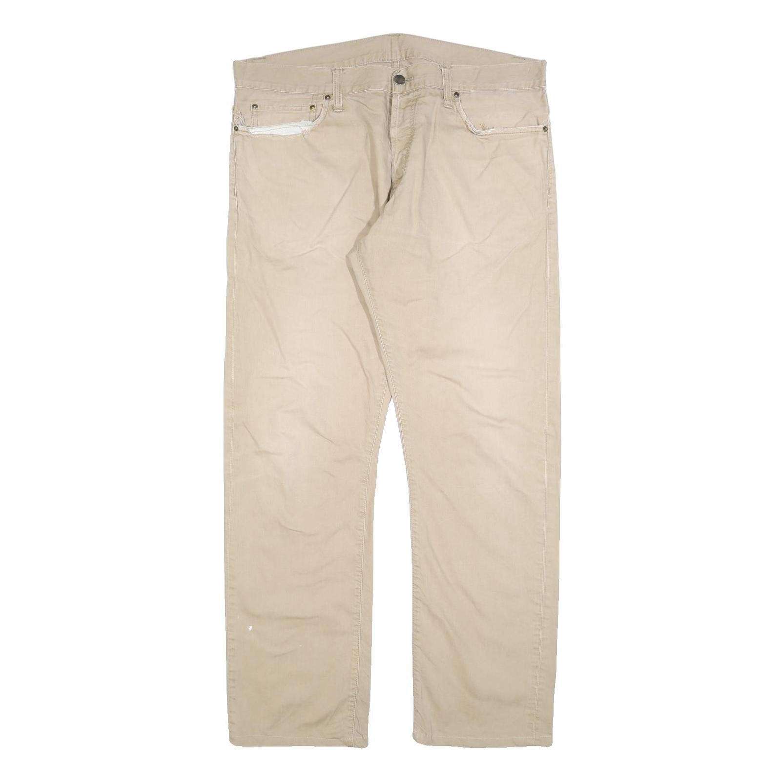 CARHARTT Mens Relaxed Beige Cotton Blend Trousers W38 L31 Casual Workwear