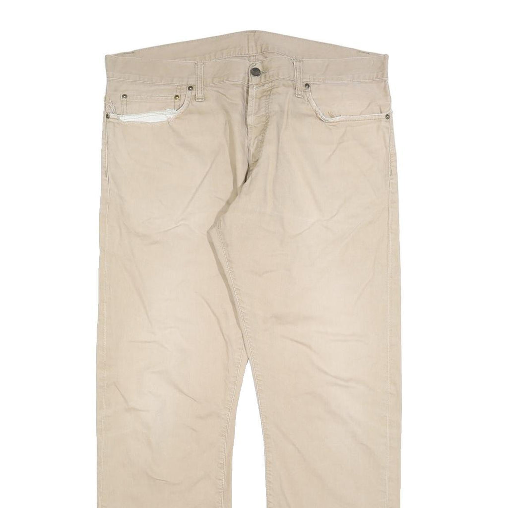 CARHARTT Mens Relaxed Beige Cotton Blend Trousers W38 L31 Casual Workwear