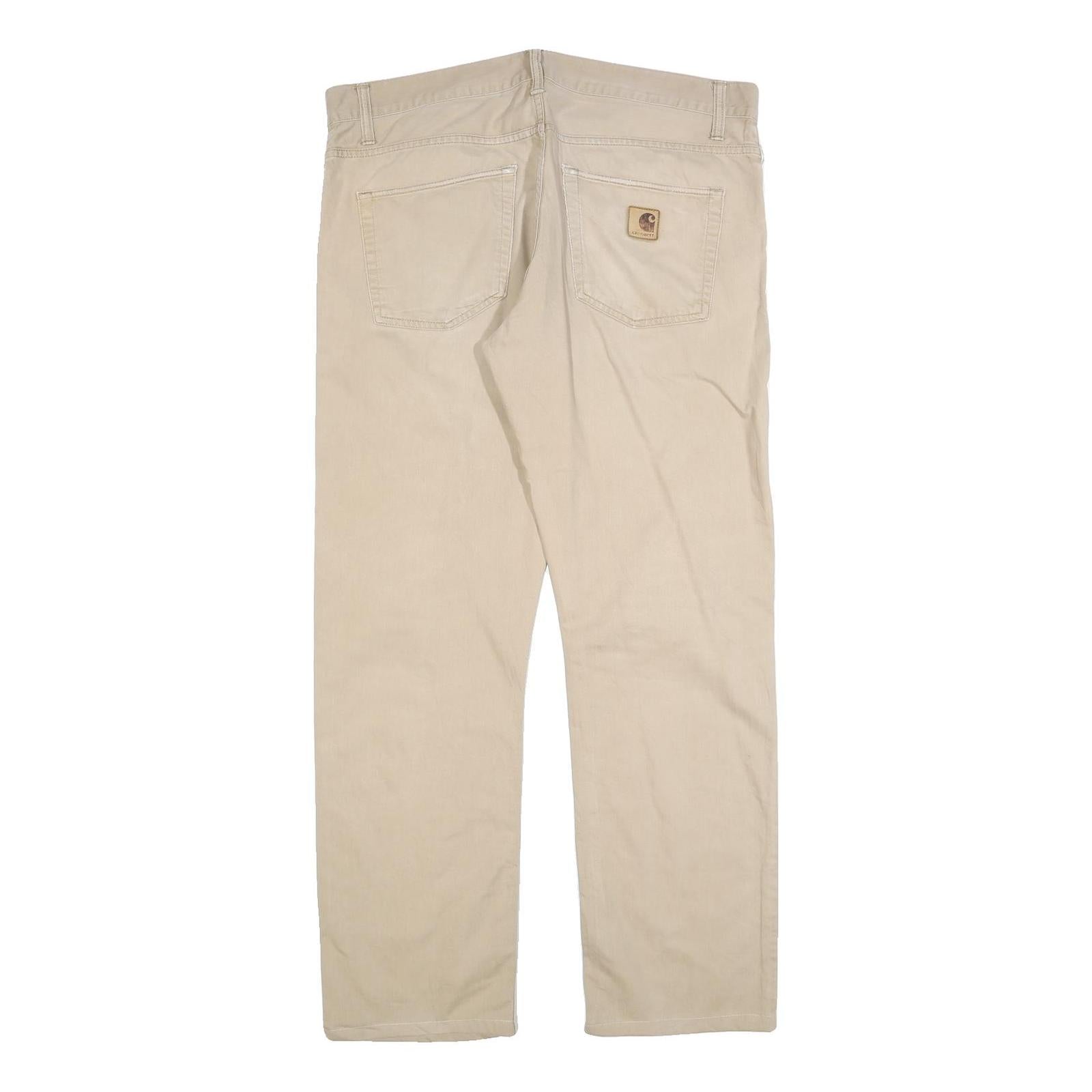 CARHARTT Mens Relaxed Beige Cotton Blend Trousers W38 L31 Casual Workwear