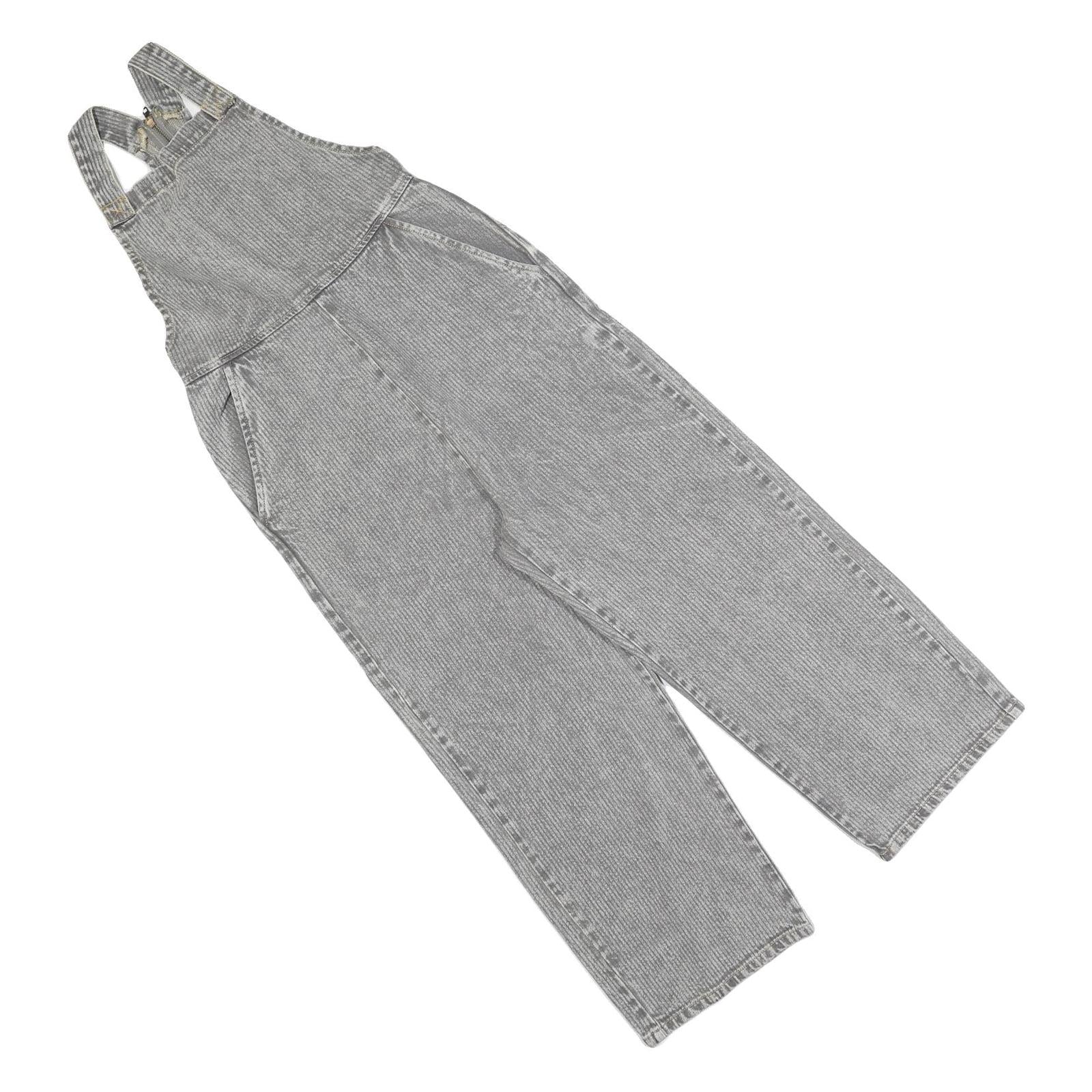 RVCA Womens Grey Cotton Blend Relaxed Fit Denim Dungarees S W28 L23 Casual Style