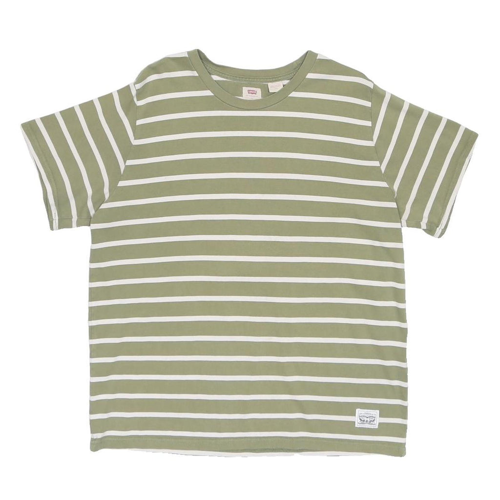 LEVI'S Mens Green & White Patterned Cotton Blend Basic Crew Neck Basic Knit